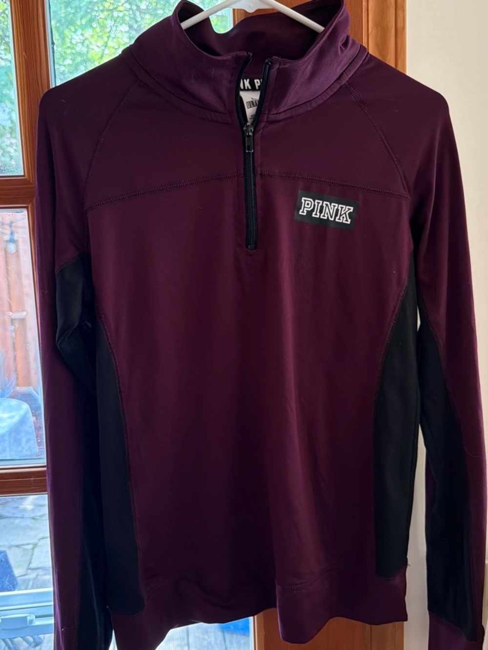 Victoria's Secret PINK Maroon and Black Quarter-Zip Pullover